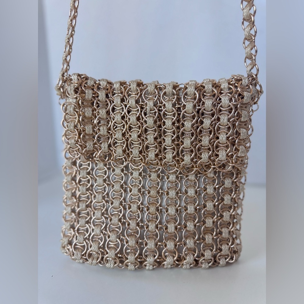 Vintage 60s Paco Rabanne For Walborg Gold Metal Ring Link Purse Chainmail